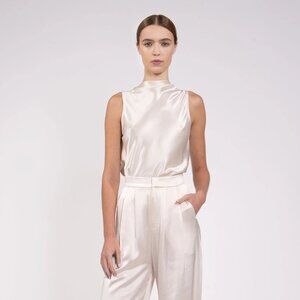 NONCHALANT LABEL Lainey High-neckTop Women's Size XS Champagne NWT